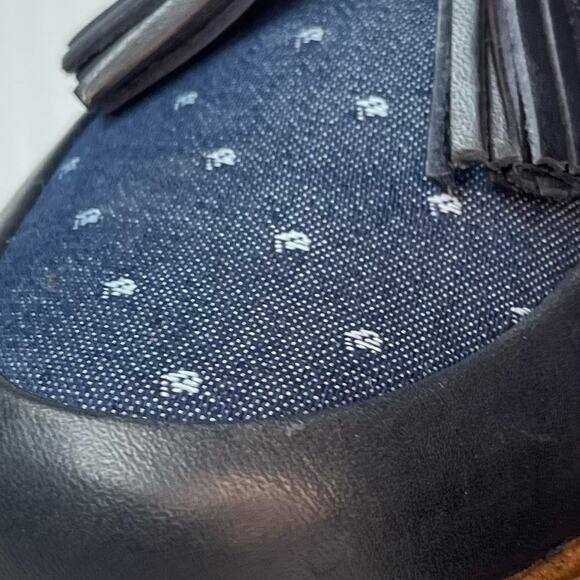 Clarks Glick Castine loafer navy leather with tassel size 6.5 patterned fabric - Picture 12 of 12